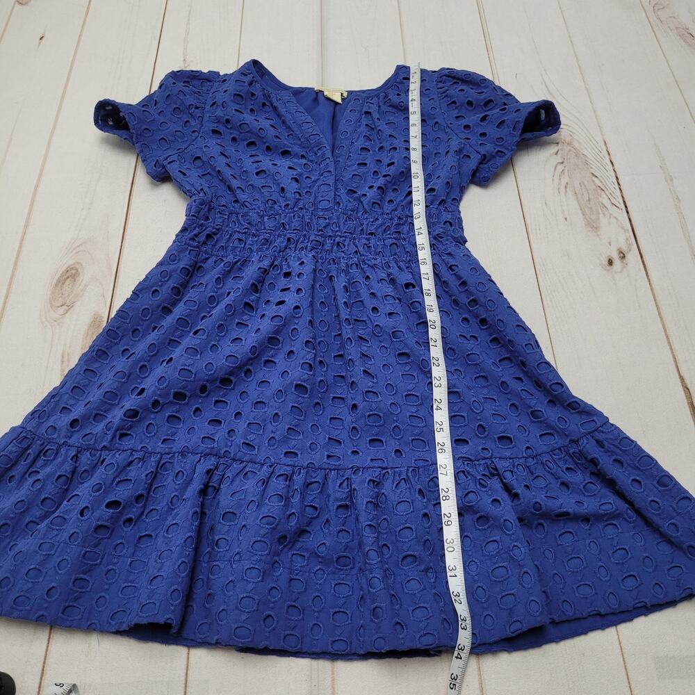 Cynthia Rowley blue eyelet mini dress romantic flounce cotton party - Picture 4 of 6